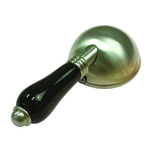 Black Porcelain Single Lever Handle With Dome Cap In Satin Nickel