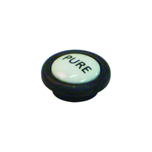 Pressure Fit Porcelain Screw Cover Cap Indice With "Pure" Script In Tuscan Brass