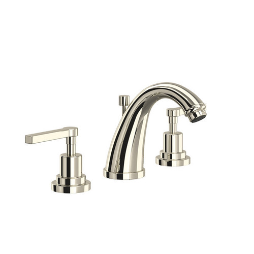Rohl A1208LMPN-2 Lombardia C-Spout Widespread Bathroom Faucet with Metal Lever Handle, Polished Nickel