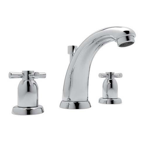 Rohl U.3861X-APC-2 High Neck Widespread Lavatory Faucet with Cross Handle in Polished Chrome
