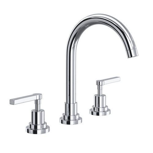 Rohl A2208LMAPC-2 Lombardia C-Spout Widespread Bathroom Faucet with Metal Lever Handle, Polished Chrome