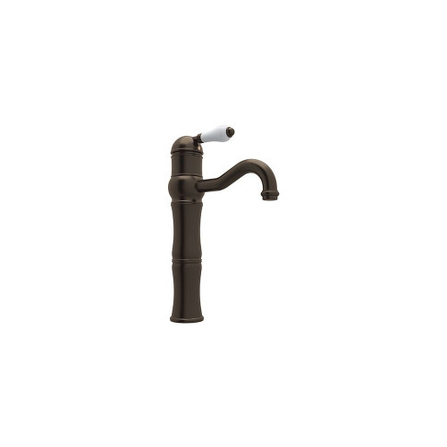 13-1/8" above Counter Single Hole, Single Lever Lavatory Faucet with Porcelain Lever in Tuscan Brass