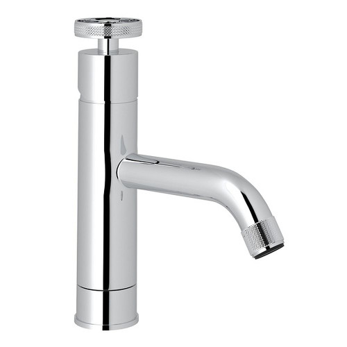 Single Hole Lavatory Faucet with Industrial Metal Wheel in Polished Chrome