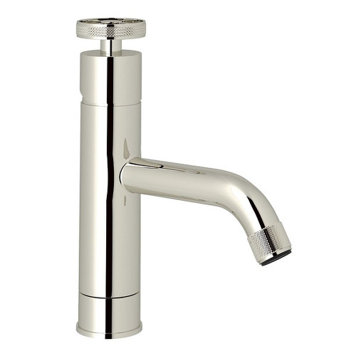 Single Hole Lavatory Faucet with Industrial Metal Wheel in Polished Nickel