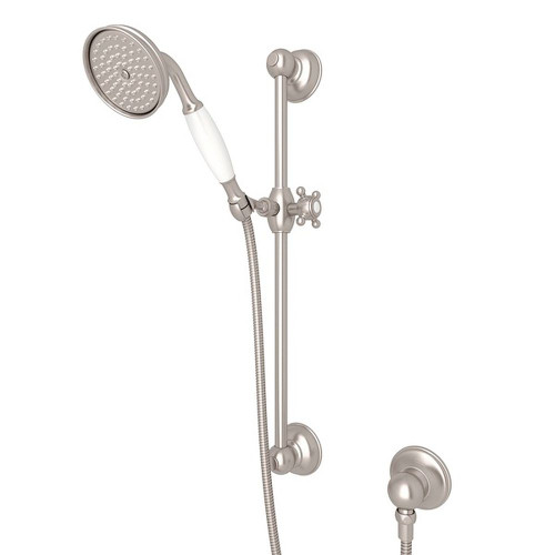 Rohl 1300ESTN Single-Function Anti-Cal Handshower/Hose/Bar/Outlet Set in Satin Nickel