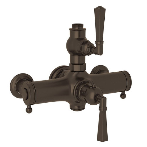 Exposed Thermostatic Valve with Metal Lever in Tuscan Brass