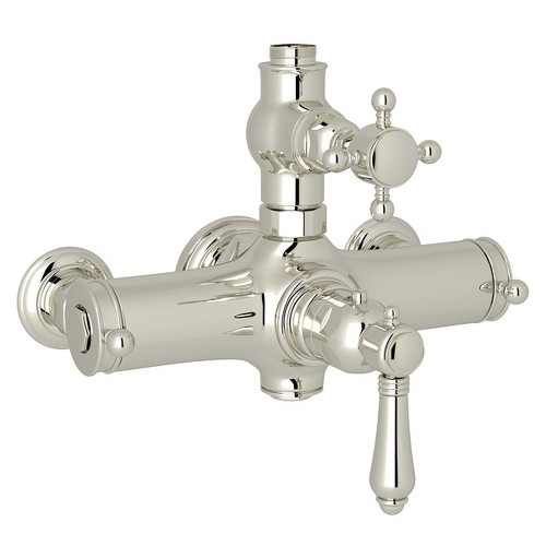 Italian Bath Exposed Thermostatic Valve with Cross Handle in Polished Nickel