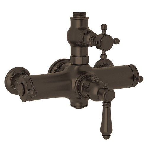 Italian Bath Exposed Thermostatic Valve with Cross Handle in Tuscan Brass