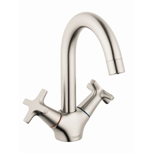 Hansgrohe 71270821 Logis Classic Single-Hole Faucet 150 with Swivel Spout and Pop-Up Drain, 1.2 GPM, In Brushed Nickel