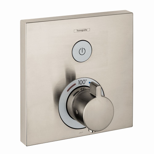 Hansgrohe 15762821 ShowerSelect Square Thermostatic Trim for 1 Function, In Brushed Nickel