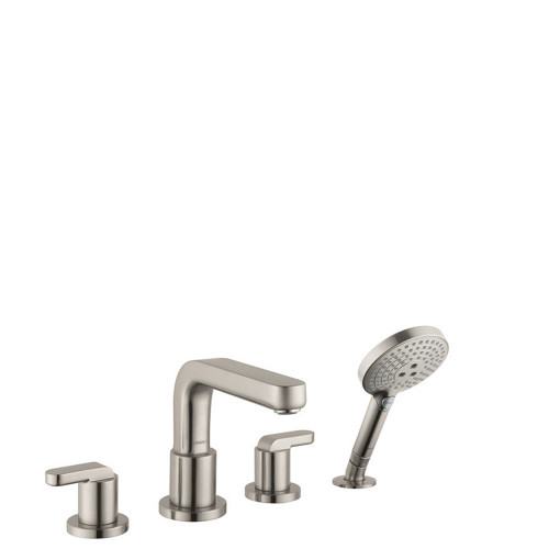 Hansgrohe 31408821 Metris S 4-Hole Roman Tub Set Trim with Lever Handles and 1.75 GPM Handshower, In Brushed Nickel