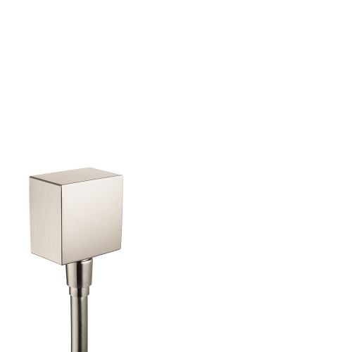 Hansgrohe 26455821 FixFit Wall Outlet Square with Check Valves, In Brushed Nickel