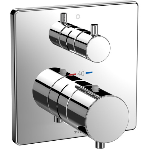 Square Thermostatic Mixing Valve with Two-way Diverter Trim in Polished Chrome