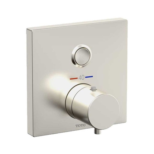 Square Single Function Thermostatic Mixing Valve Trim in Brushed Nickel