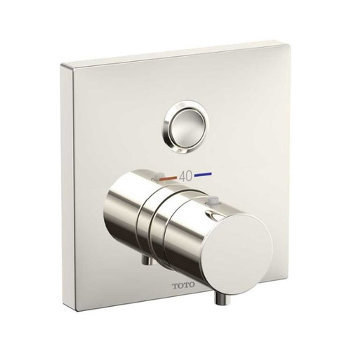 Square Single Function Thermostatic Mixing Valve Trim in Polished Nickel
