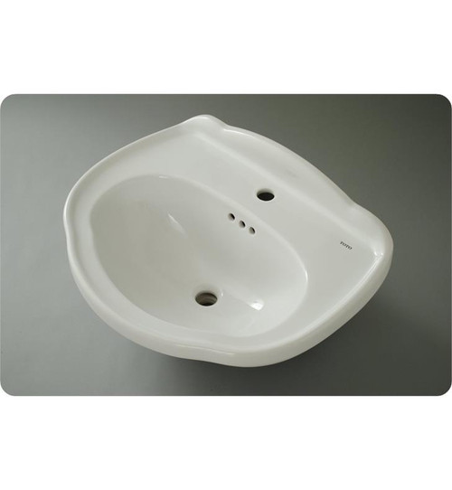 25" Pedestal Bathroom Sink with 3 Faucet Holes Drilled and Overflow in Cotton