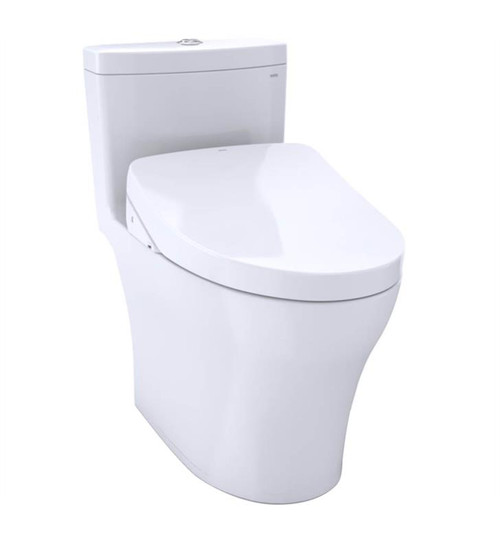 1.28 and 0.8 GPF One-Piece Elongated Toilet Bowl with Dual Flush and Washlet+ S500E in Cotton