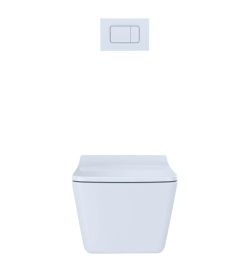 1.28 and 0.9 GPF Wall-Hung One-Piece Square-Shape Toilet and In-Wall Tank System with Dual Flush in White