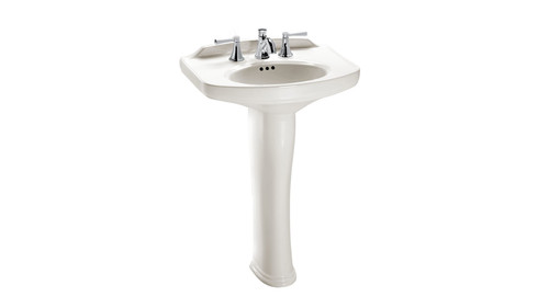 4" Faucet Center Pedestal Lavatory in Colonial White