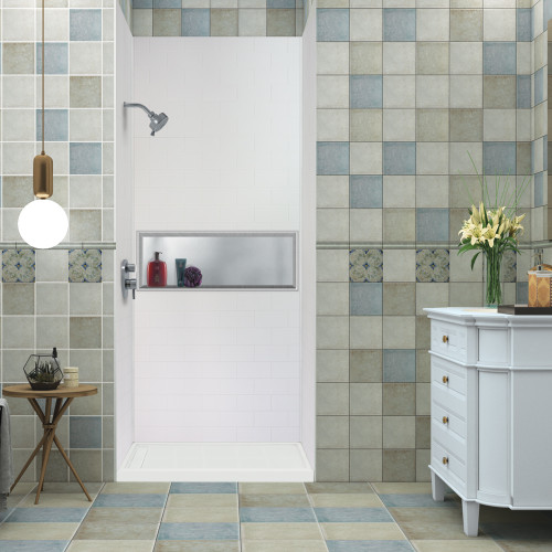 36-In X 48-In X 72-In 3-Piece Shower Wall Trimmable Kit, In White