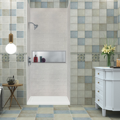 36-In X 48-In X 72-In 3-Piece Shower Wall Trimmable Kit, In Grey Beach