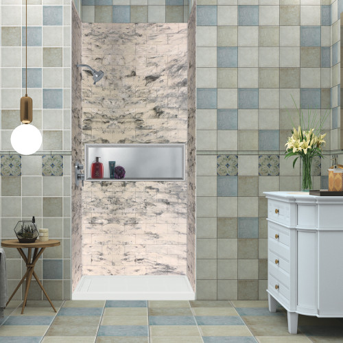 36-In X 48-In X 96-In 3-Piece Shower Wall Trimmable Kit, In Sand Creme