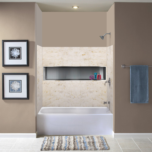 36-In X 60-In X 60-In 3-Piece Tub Wall Kit, In Biscotti Marble