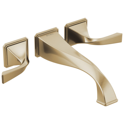 Two-Handle Wall Mount Tub Filler in Luxe Gold