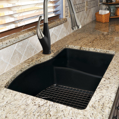 32" X 21" X 10" Double Offset Undermount Installation, In Black