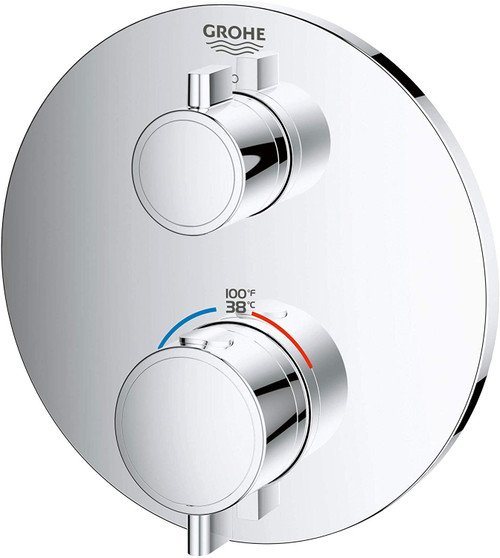 Grohe 24107000 Grohtherm Single Function 2-Handle Thermostatic Trim in StarLight Chrome Finish