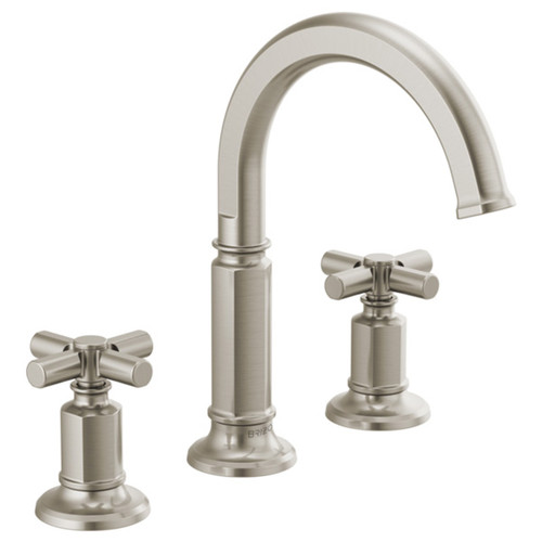 1.5 GPM Widespread Lavatory Faucet with Arc Spout and without Handles in Luxe Nickel Finish