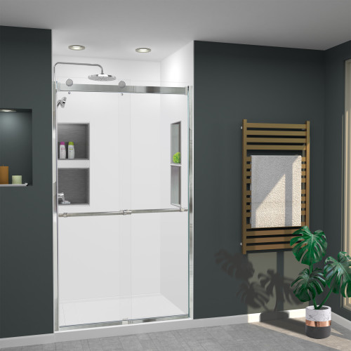 Transolid SWK483696-21V SaraMar 48-in x 36-in x 96-in Glue to Wall 3-Piece Shower Wall Trimmable Kit, White Velvet