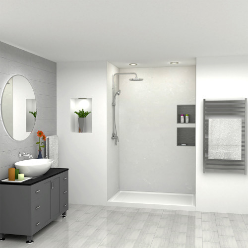 Transolid SWK483696-50V SaraMar 48-in x 36-in x 96-in Glue to Wall 3-Piece Shower Wall Trimmable Kit, Lunar Velvet