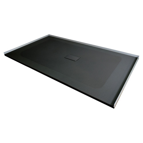 Transolid FZS6040C-09 Trimslate 60-in x 40-in Zero Threshold Shower Base with Center Drain, Black