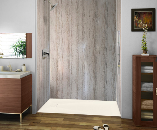 Transolid FZS6336-32 63-in L x 35.5-in W Zero Threshold End Drain Shower Base, Cameo