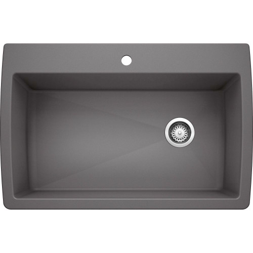 Blanco KF-441467 Super Single Dual Mount Sink Kit with Pull-Down Faucet and Strainer in Cinder