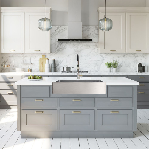 Transolid KKM-DTSSF362510-MR2 Diamond Sink Kit with Farmhouse Style Super Single Bowl, 2 Pre-Drilled Holes, Magnetic Accessory Kit and Drain Kit