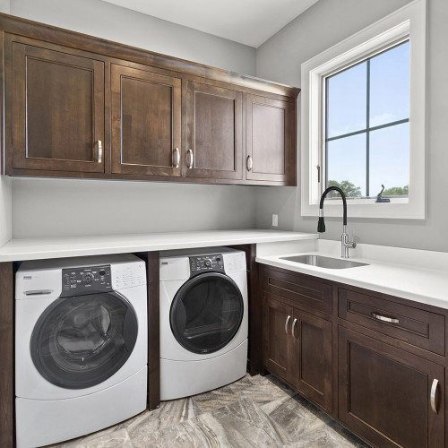 Transolid Kitchen/Laundry Faucet with Dual Spray, Flex Neck, 1.8 GPM, and Garden Hose Adapter in Brushed Nickle/Matte Black