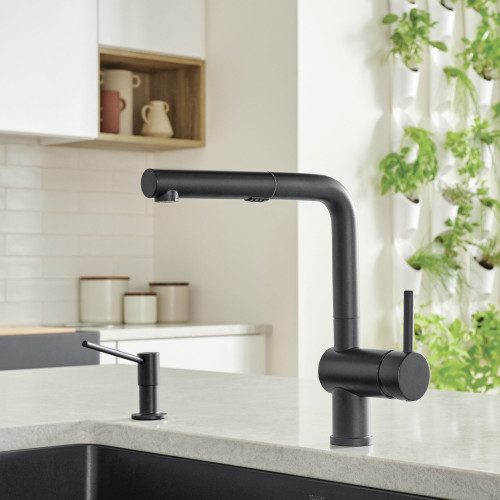 Blanco 526374 Linus Single-Lever Pull-Out Kitchen Faucet with 1.5 GPM in Coal Black