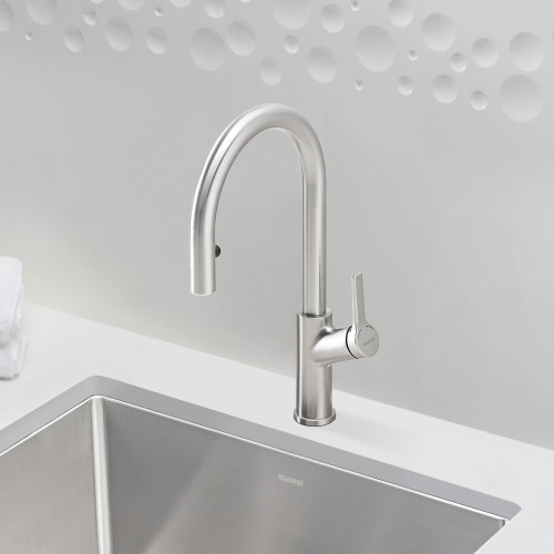 Blanco 526389 Urbena Single-Lever Pull-Down Kitchen Faucet with 1.5 GPM in Classic Steel