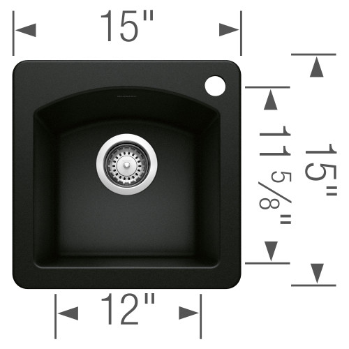 Blanco 442915 Diamond Bar Sink Dual Mount in Coal Black