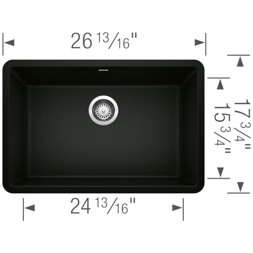 Blanco 442930 Precis 27" Single Bowl in Coal Black