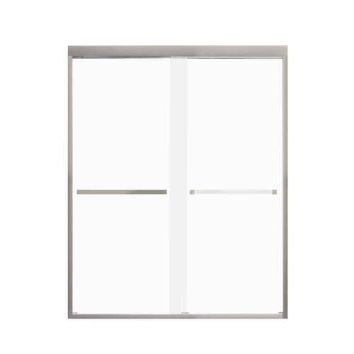 Transolid FBPT607608F-S-BN Frederick 57.75-59 in. W x 76 in. H Semi-Frameless Bypass Shower Door in Brushed Stainless with Frosted Glass