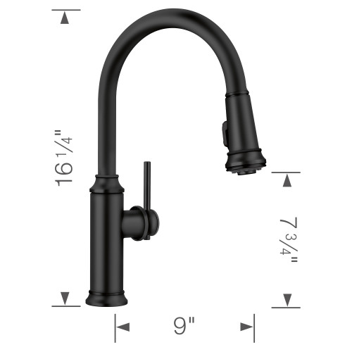 Blanco 443023 Empressa Pull-Down Kitchen Faucet 1.5 GPM in Matte Black