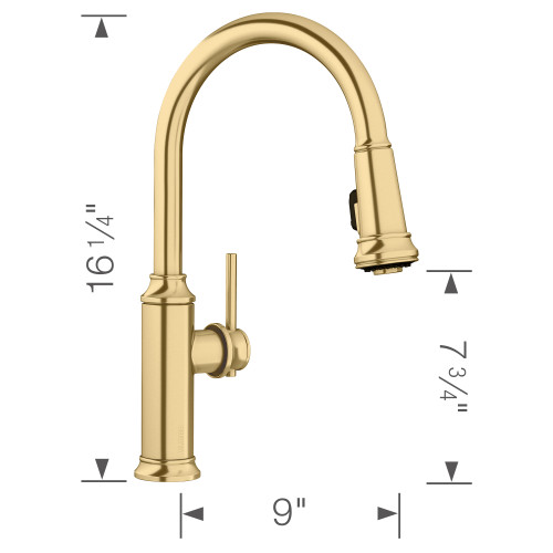 Blanco 442980 Empressa Pull-Down Kitchen Faucet 1.5 GPM in Satin Gold