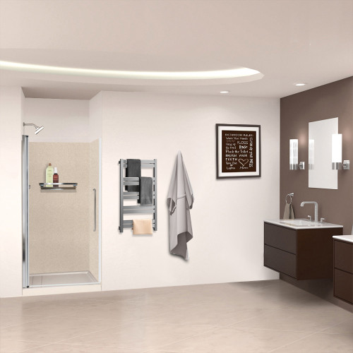 Transolid SWK363672-28V SaraMar 36-in x 36-in x 72-in Glue to Wall 3-Piece Shower Wall Trimmable Kit, Cashew Velvet