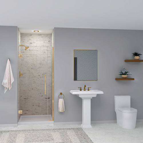 Transolid SWKX36367224-49 SaraMar 36-in x 36-in x 96-in Glue to Wall 6-Piece Shower Wall Trimmable Kit with Extension, Sand Creme