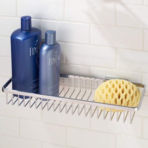 15.4in Wall Mounted Brass Shower Basket in Satin Nickel
