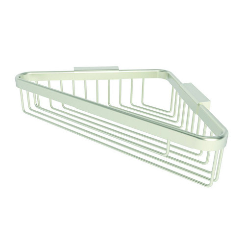 9.1in Wall Mounted Brass Corner Shower Basket in Satin Nickel