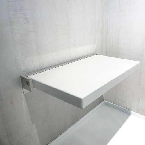 Transolid PPS1420UP-01BS 14-in x 20-in Flip Up Shower Seat, White and Brushed Stainless